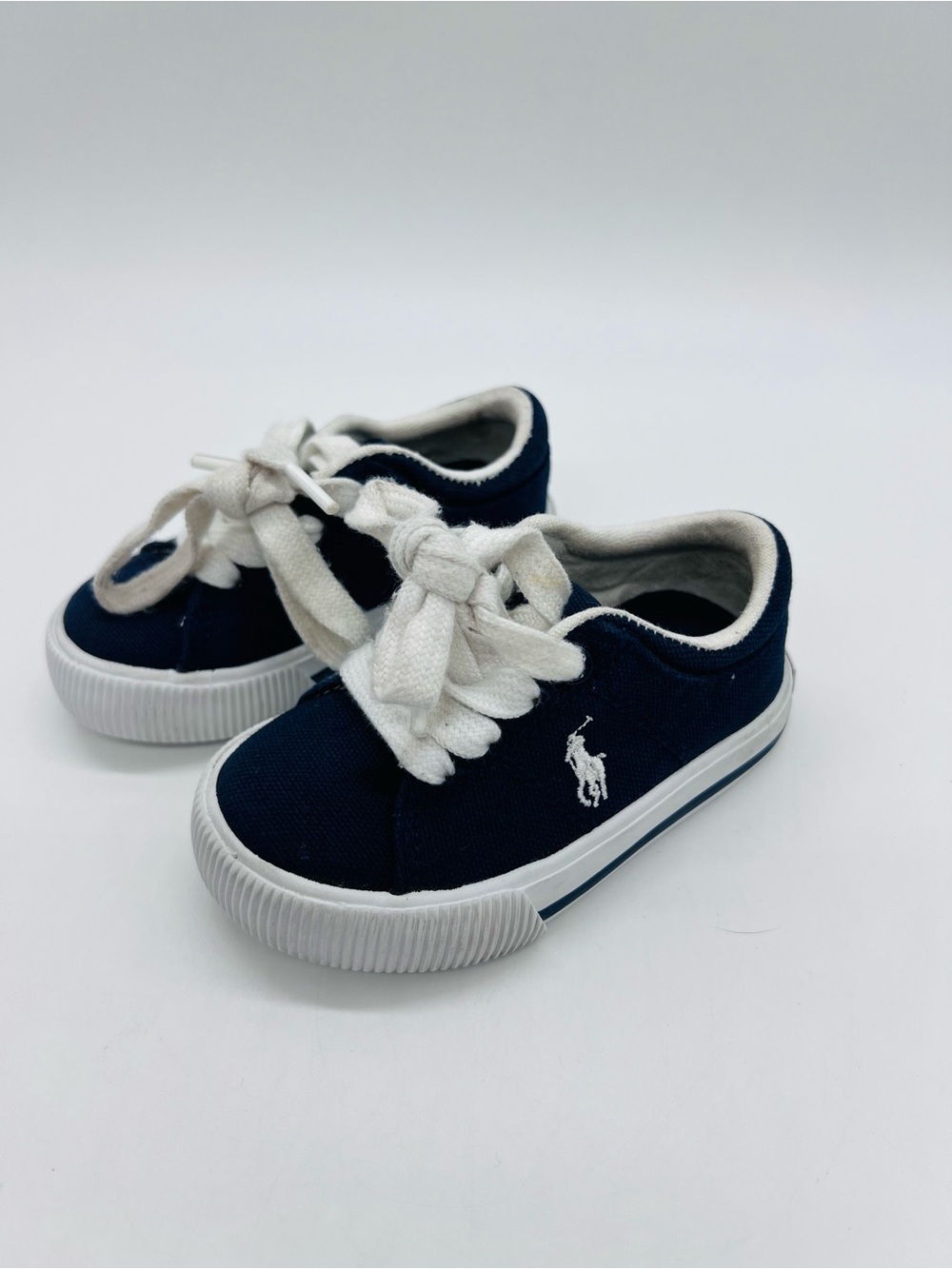 Polo by Ralph Lauren Youth Navy Elmwood Canvas Sneakers with White Accents